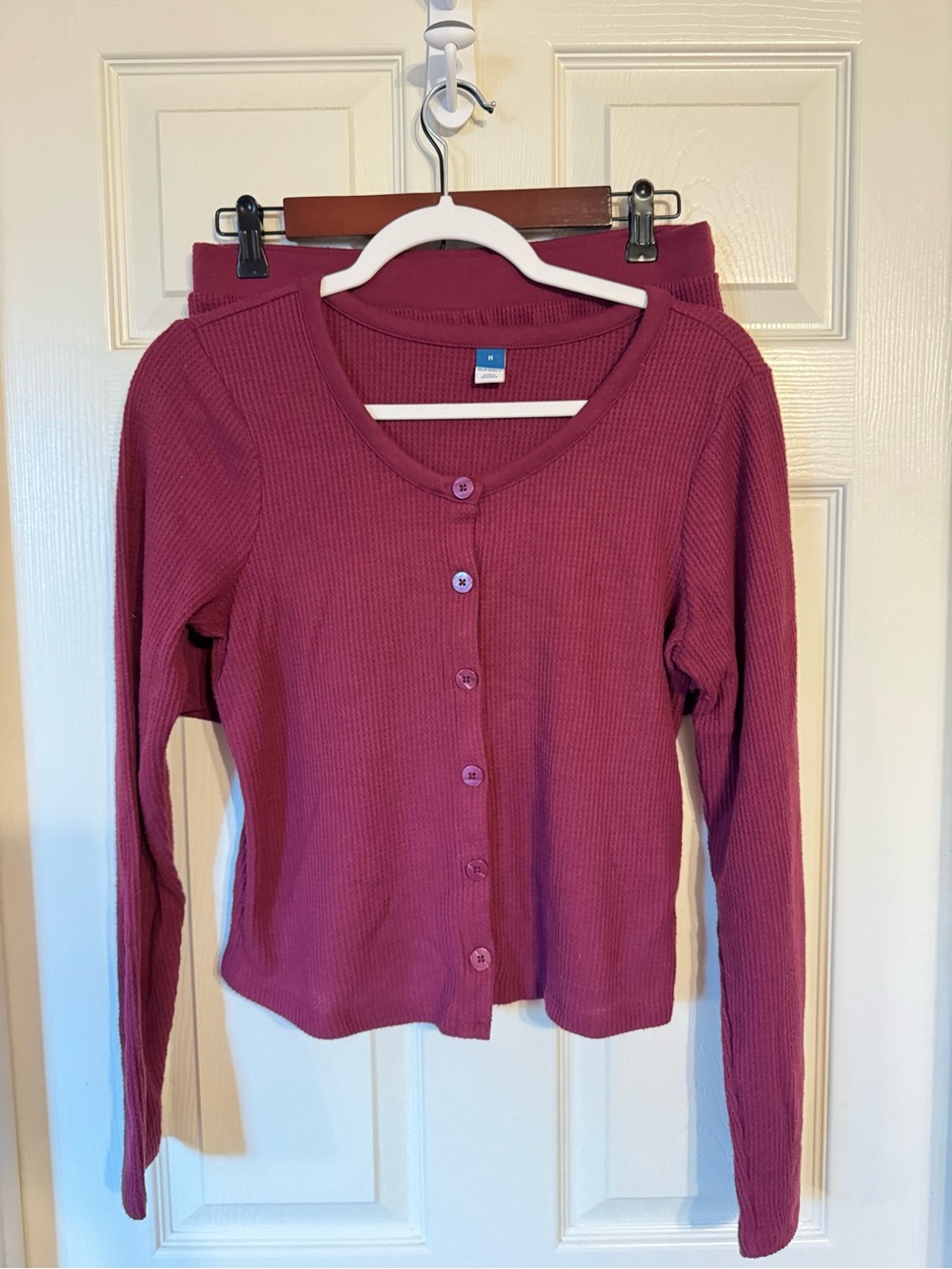 Waffle-Knit Button-Front Top and Shorts Set